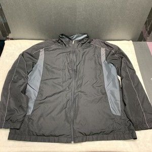 STARTER MEN'S BLACK & GRAY FULL ZIP UP WINDBREAKER JACKET SIZE XL